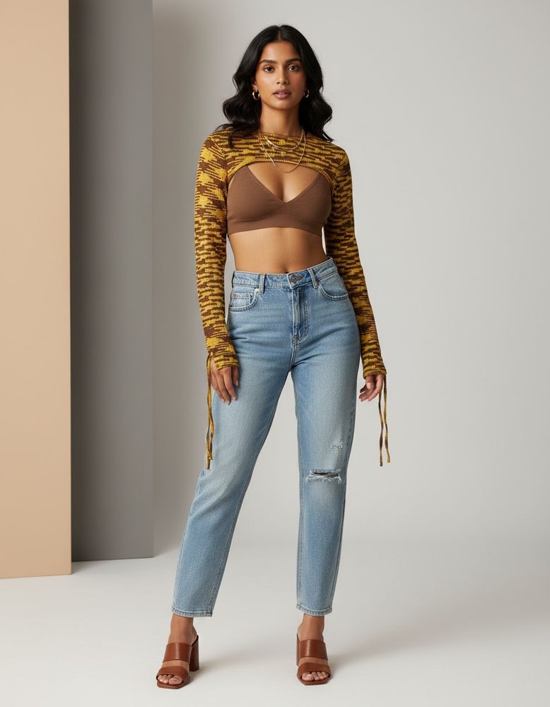 Trendy Cropped Knit Top