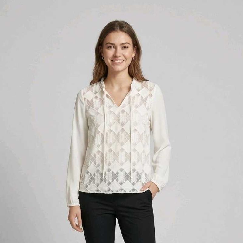 Max White Lace Detail Blouse