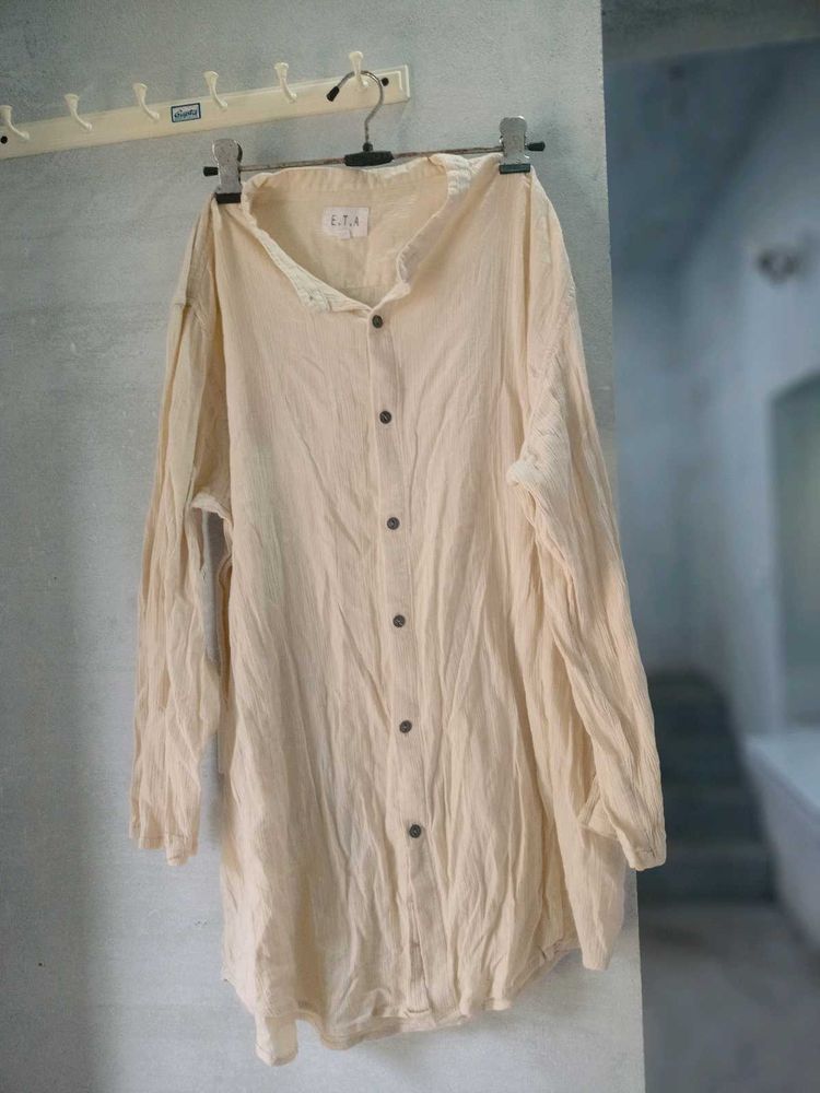Cream Button-Down Shirt top