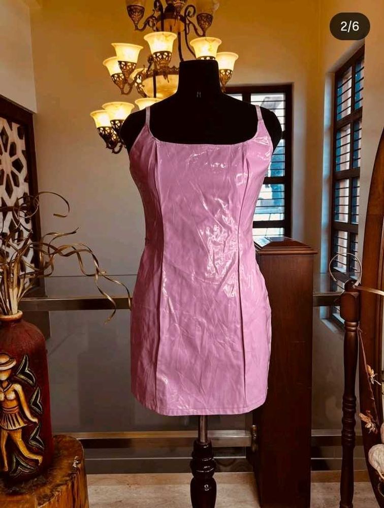 Pink Latex Mini Dress