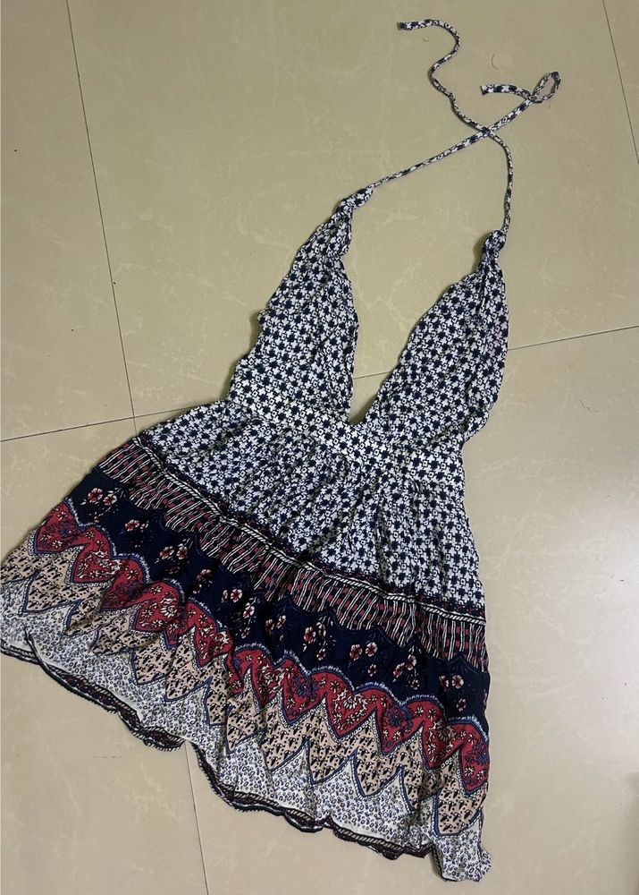 Patterned Halter Neck Dress