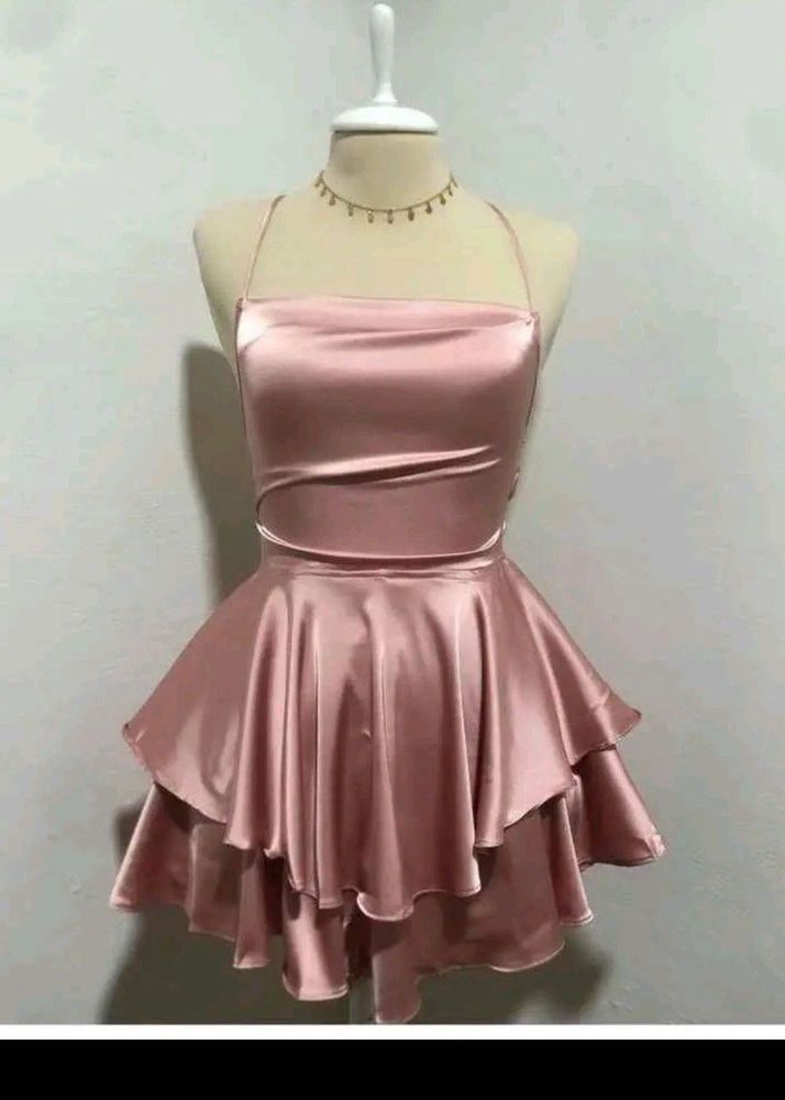 Satin Tiered Mini Dress