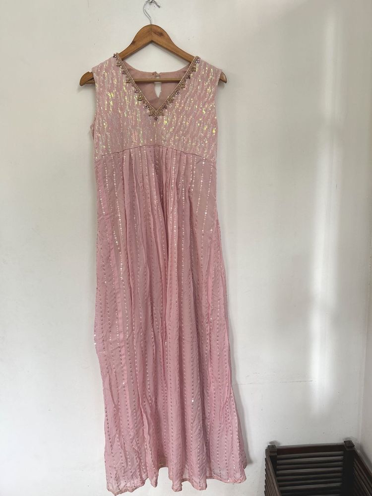 🩷Pink Sequined Ethnic Gown