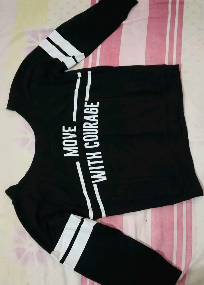 Black Graphic Print Long Sleeve Top