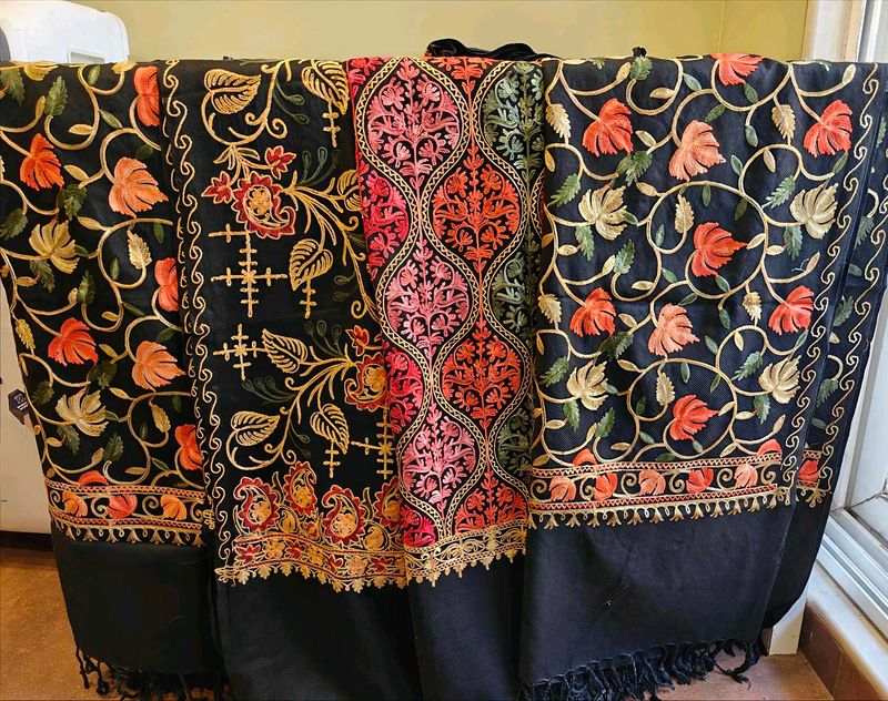 Embroidered shawl cum duptta- Black Collec