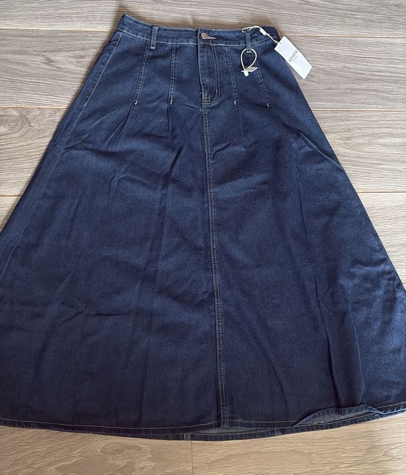 Classic Blue Denim A-Line Skirt