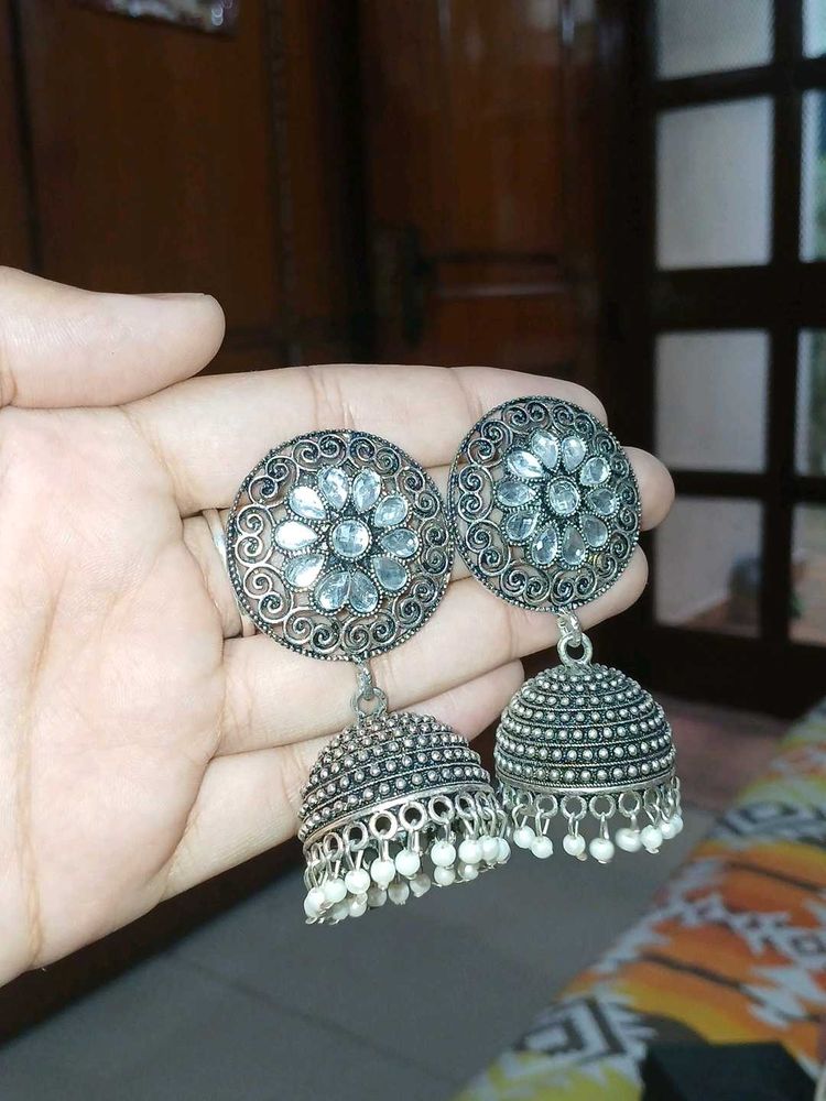 Beautiful Oxidised Jhumka Earrings 🌟🪷