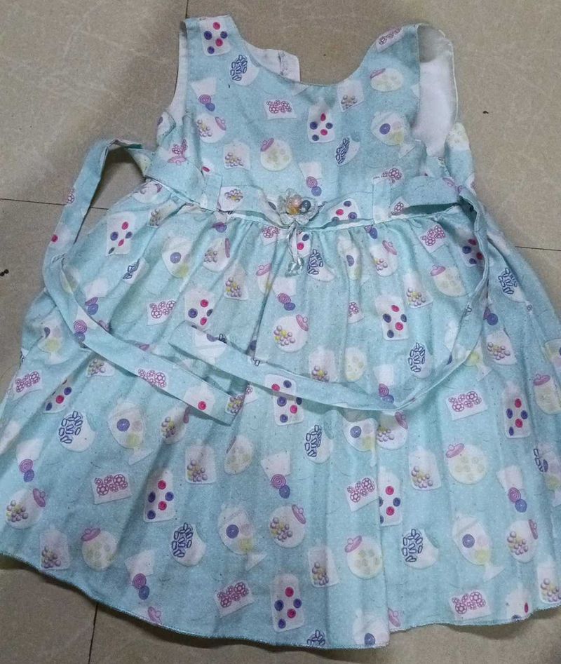Cute Baby Blue Dress with Fun Print