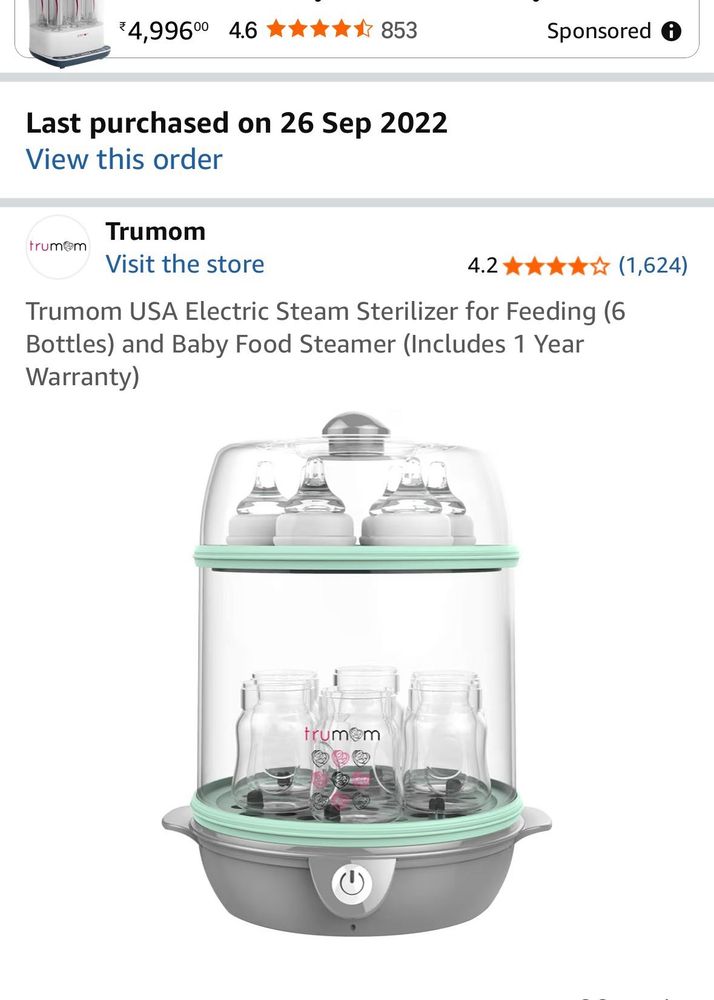 Trumom Electric Steam Sterilizer &amp; Food Steamer