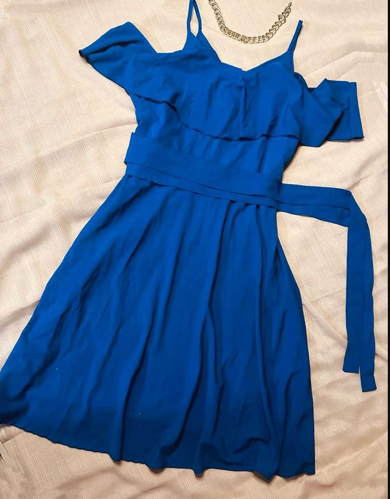 Stunning Royal Blue Cold Shoulder Dress