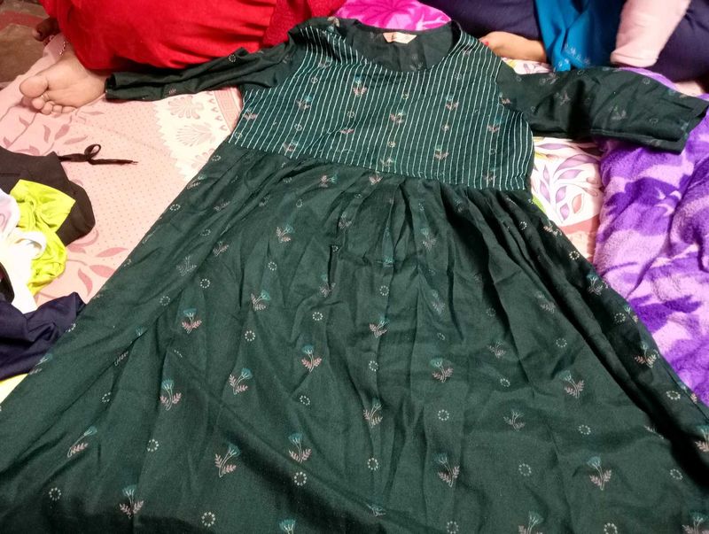Green Printed Casual Dress