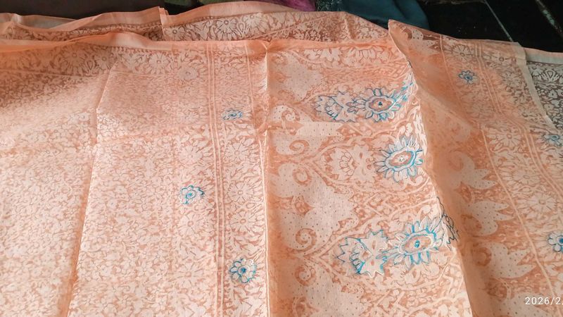 Peach Printed Saree