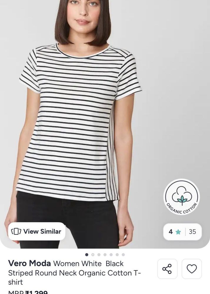 Vero Moda Striped Organic Cotton T-Shirt