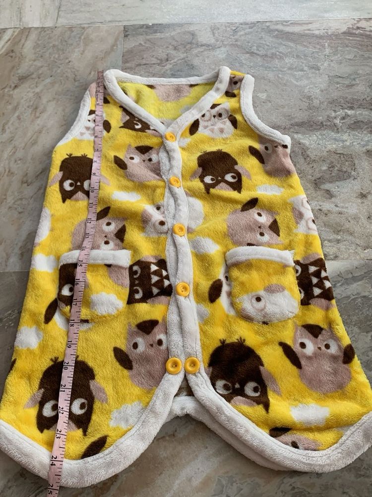 Cute Owl Print Fleece Vest