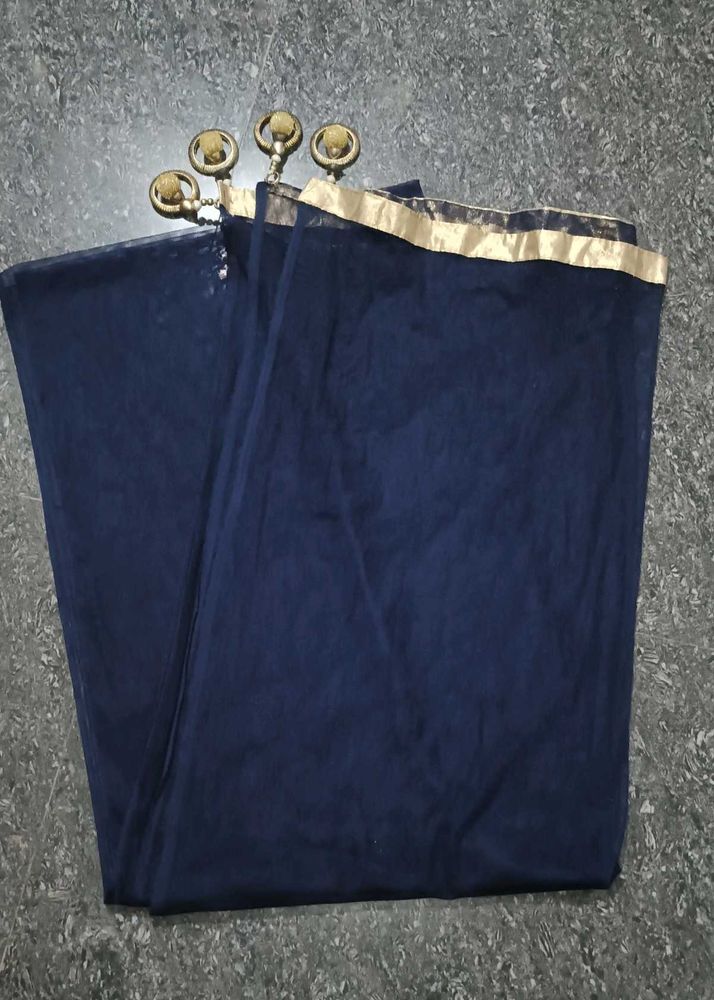 Navy Blue Dupatta with Gold Border