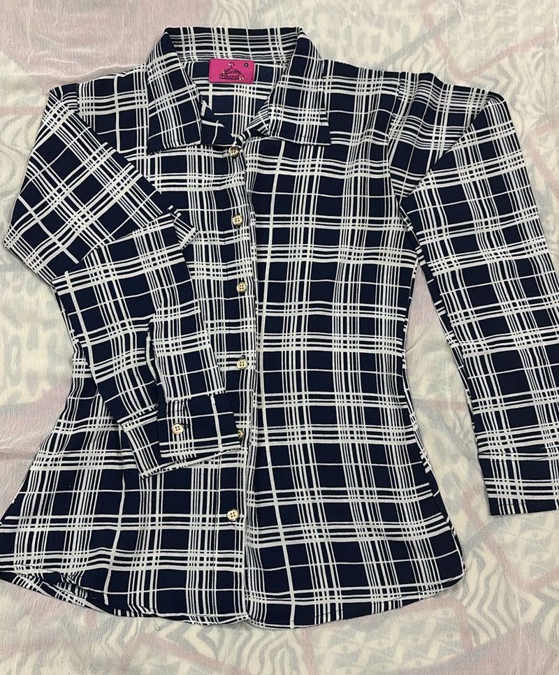 Formal Checked Blue Shirt