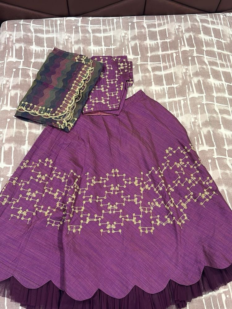 Purple Embroidered Lehenga Set