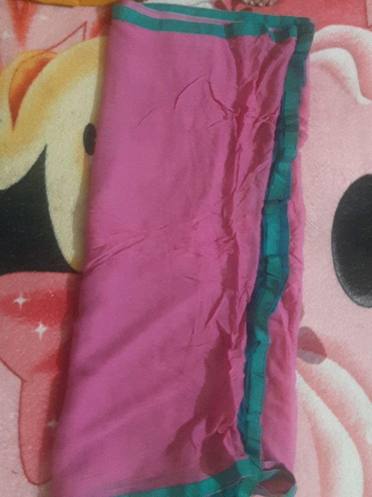 Pink And Blue Pure Shiffon Duptta