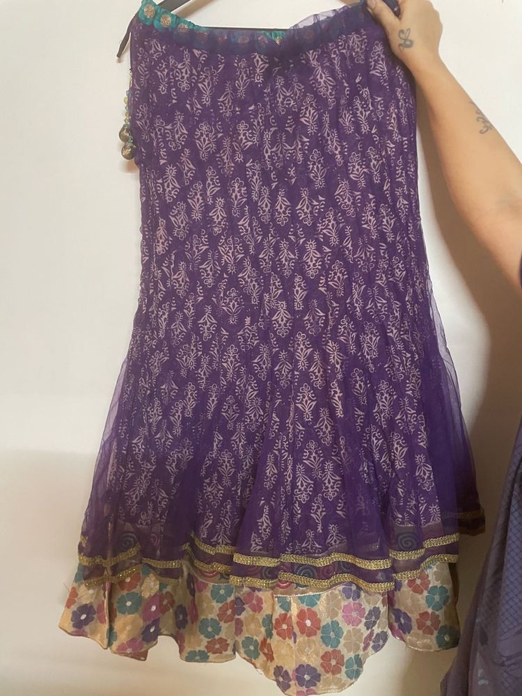 Beautiful Purple fishcut lehnga and duppta