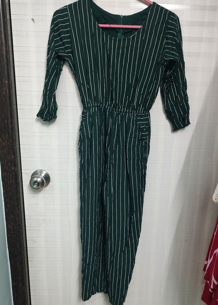 Green Striped Jumpsuit