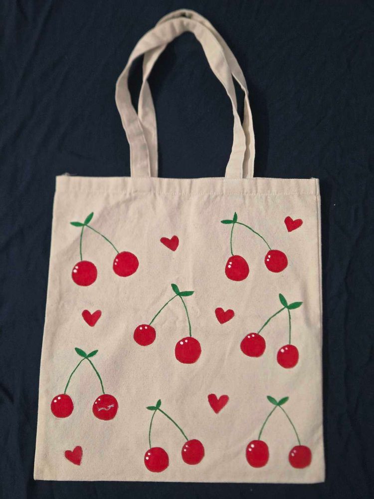 Cute Cherry Print Tote Bag