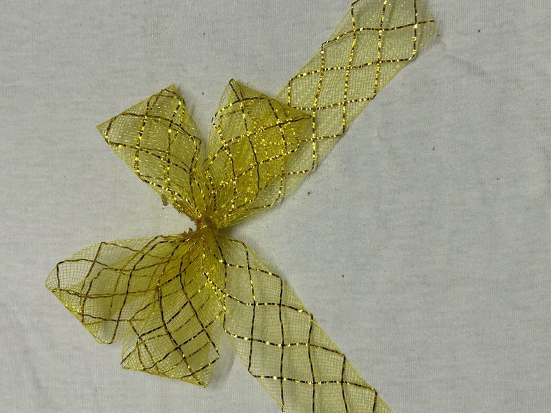 Sparkling Gold Mesh Hair Bow
