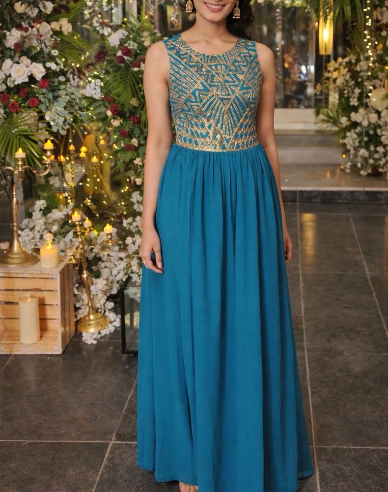 Elegant greenish teal gown