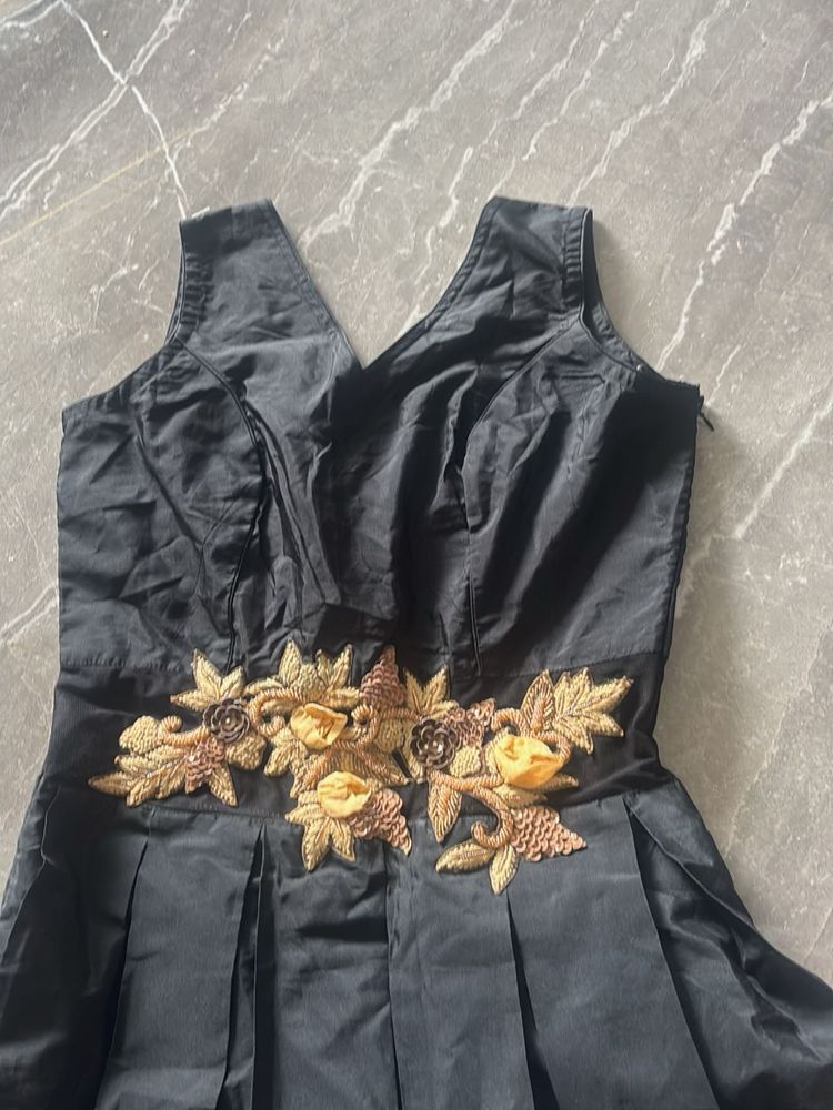 Elegant Black Embroidered Gown
