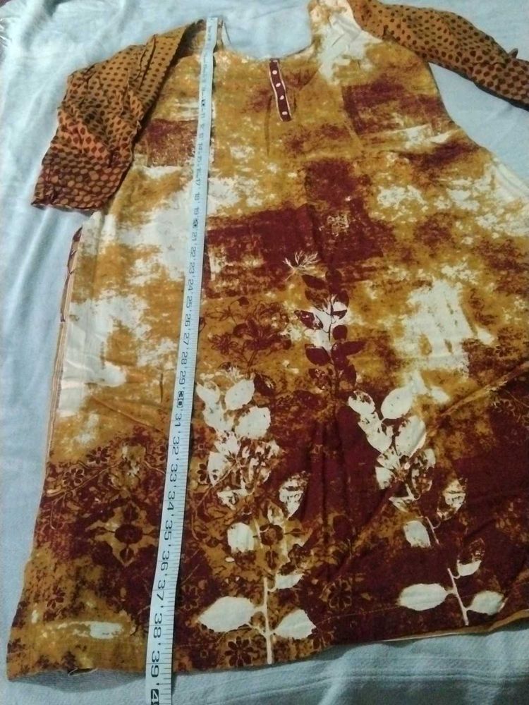 Brown Floral Print Kurta