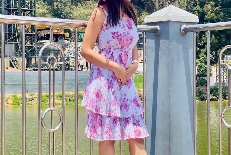 Chic Floral Print Tiered Dress