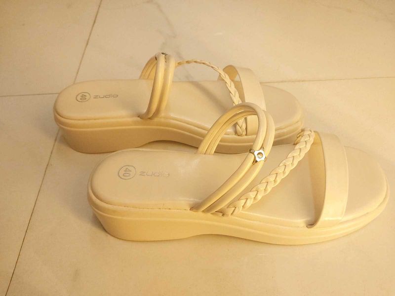 Cream Braided Strap Sandals