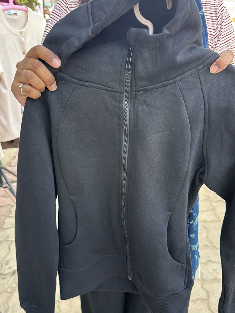 Black Zip-Up Hoodie Jacket