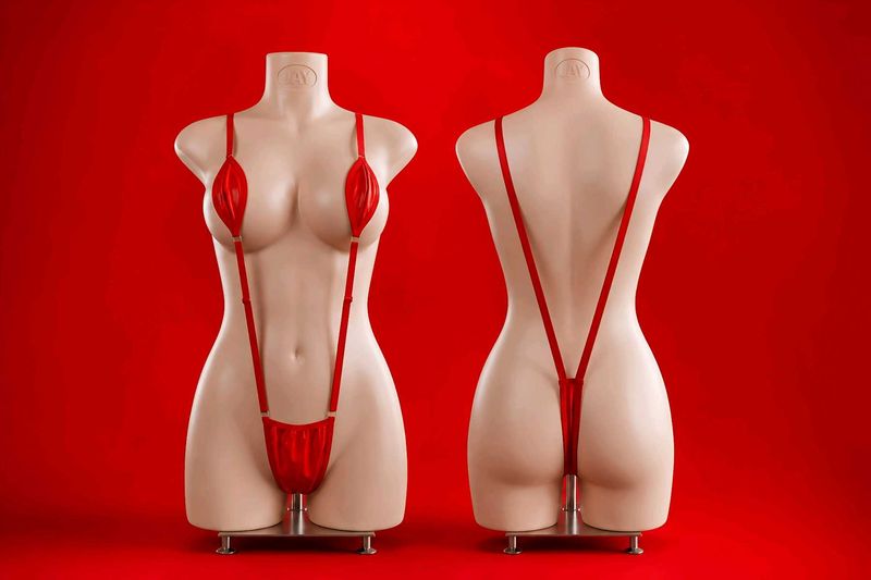 Women Glossy High-Shine Leather G-String Bikini