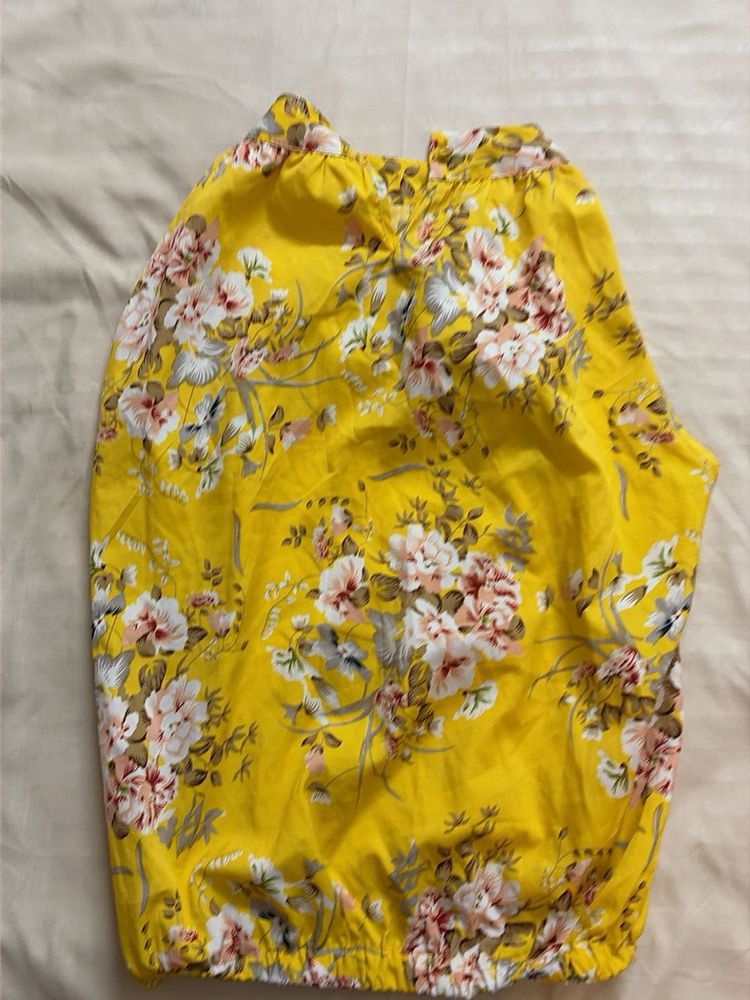 Yellow Floral Print Top