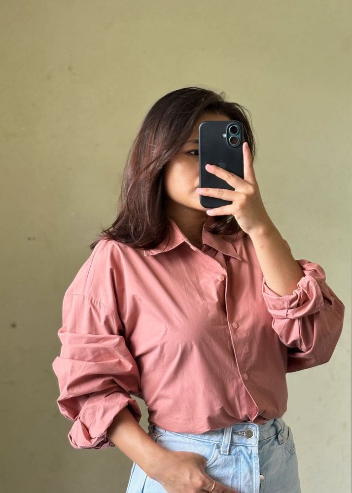 Chic Pink Oversized Button-Up Shirt