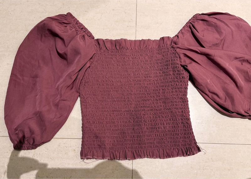 Smocked Puff Sleeve Top