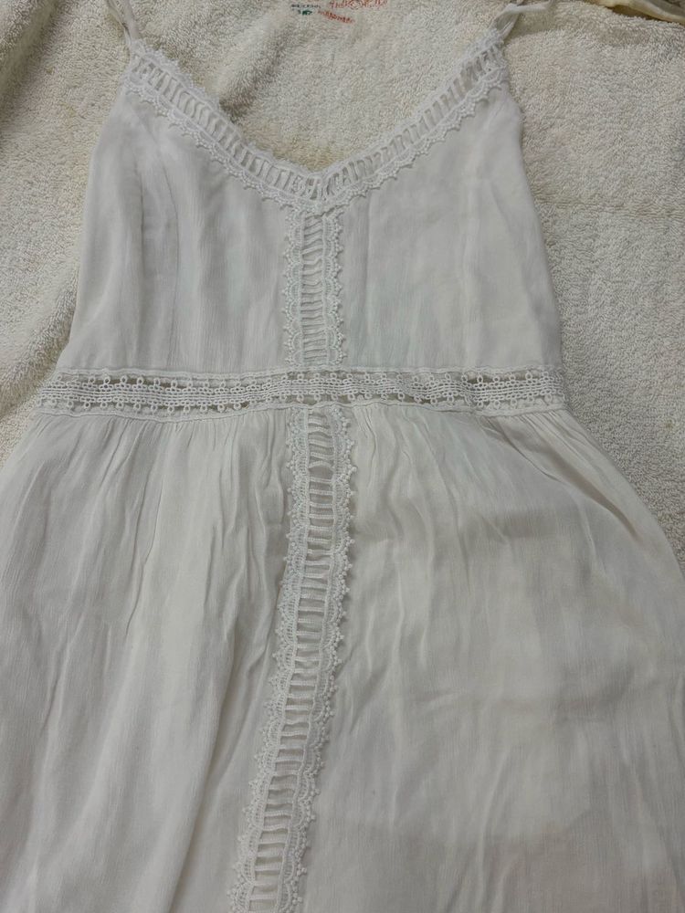 White Lace Trim Sundress
