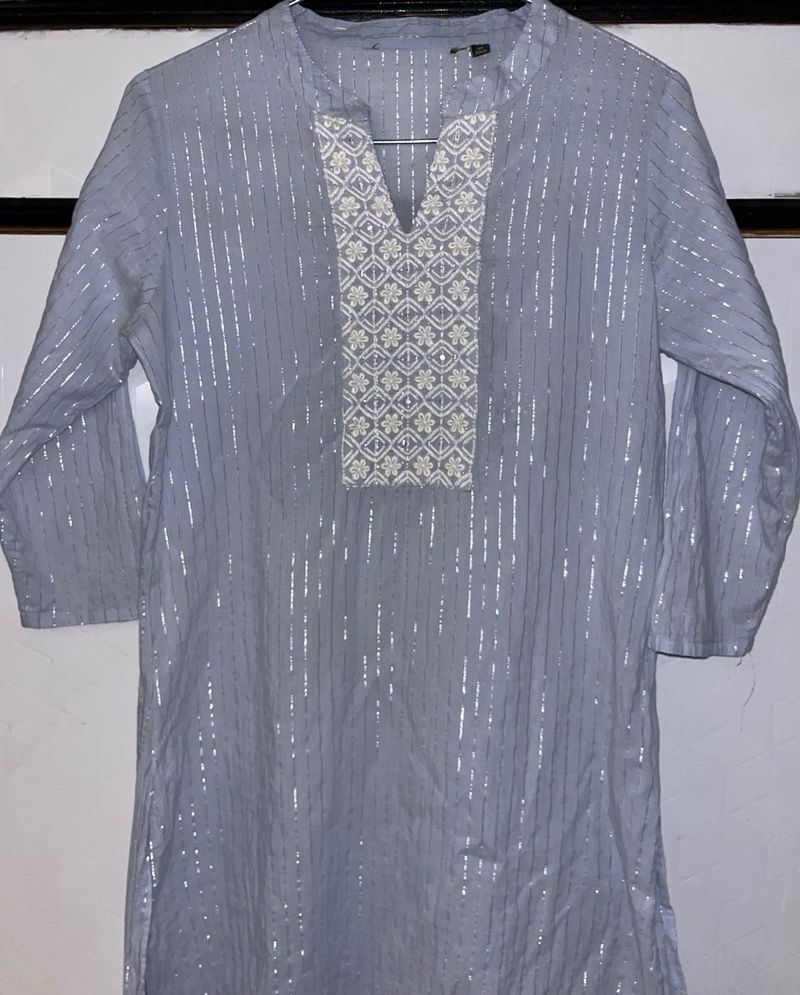 Sparkling Striped Light Blue Kurta