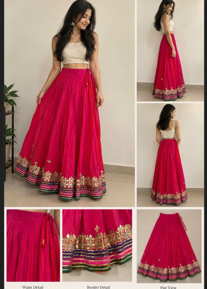 Vibrant Pink Navratri Lehenga Skirt