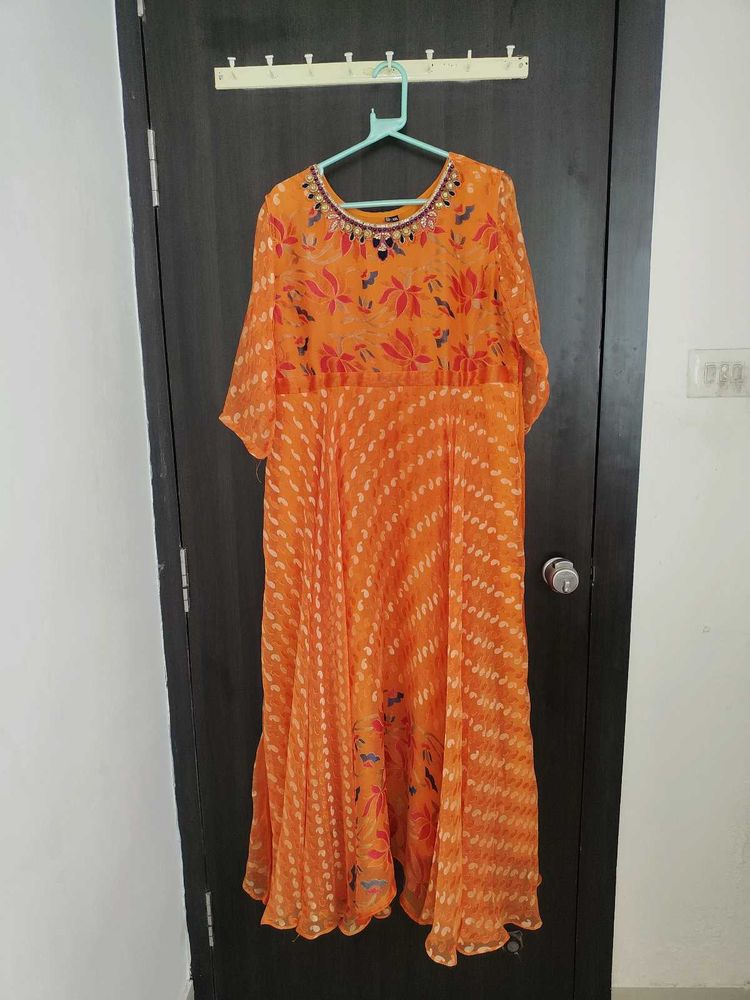 Vibrant Orange Ethnic Gown