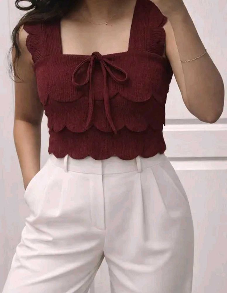 Chic Scalloped Neckline Cami Top