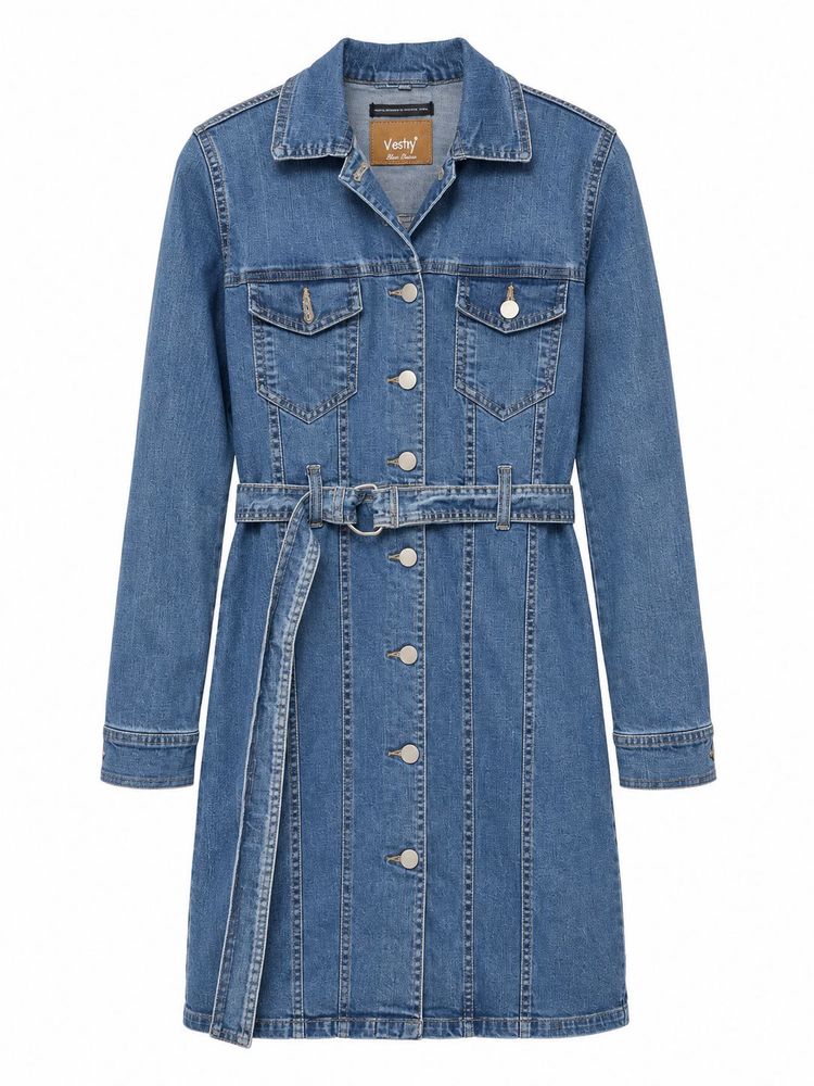 Denim Belted Shirt Dress