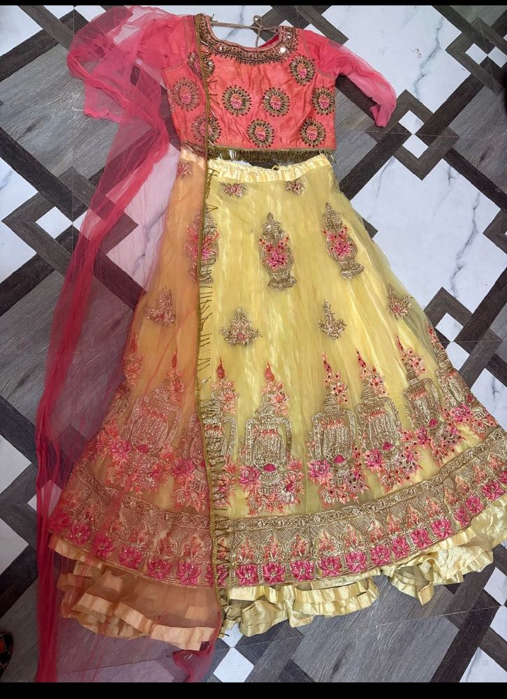 Yellow Embroidered Lehenga Choli Set