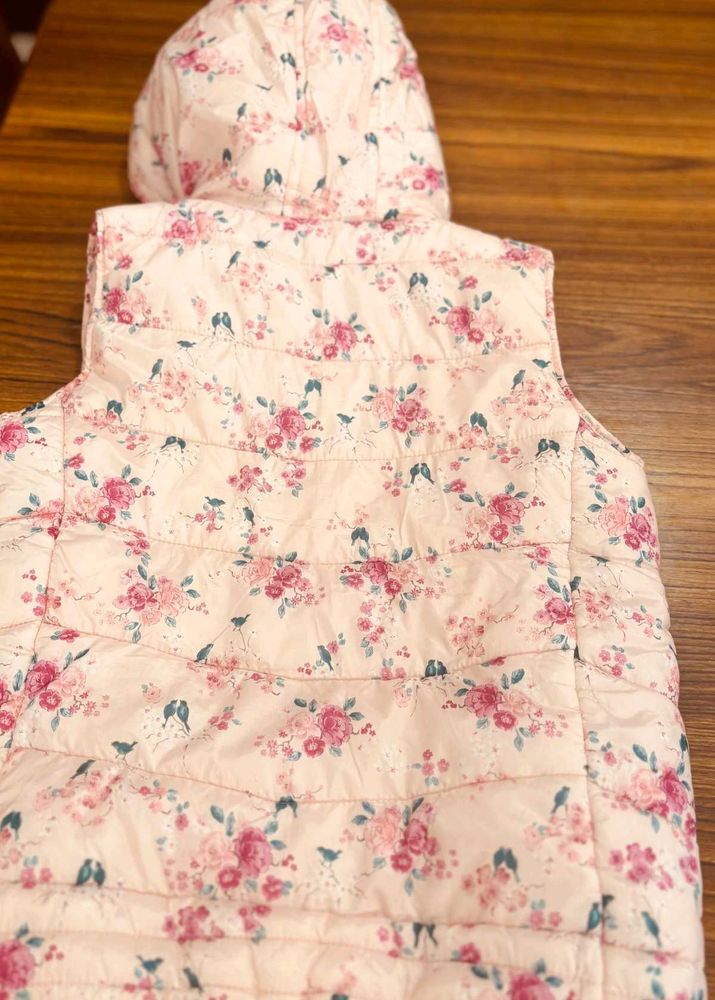 Floral Padded Vest with Hood