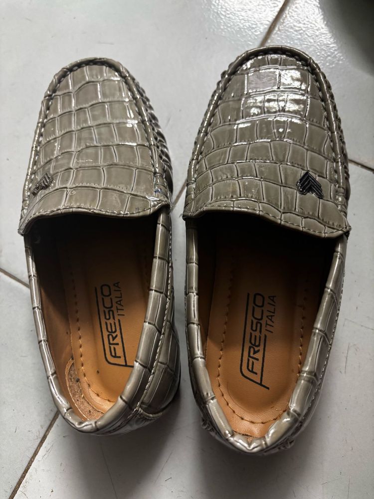 kids Stylish Grey Crocodile Loafers