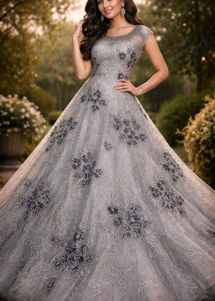 Stunning Grey Embellished Gown
