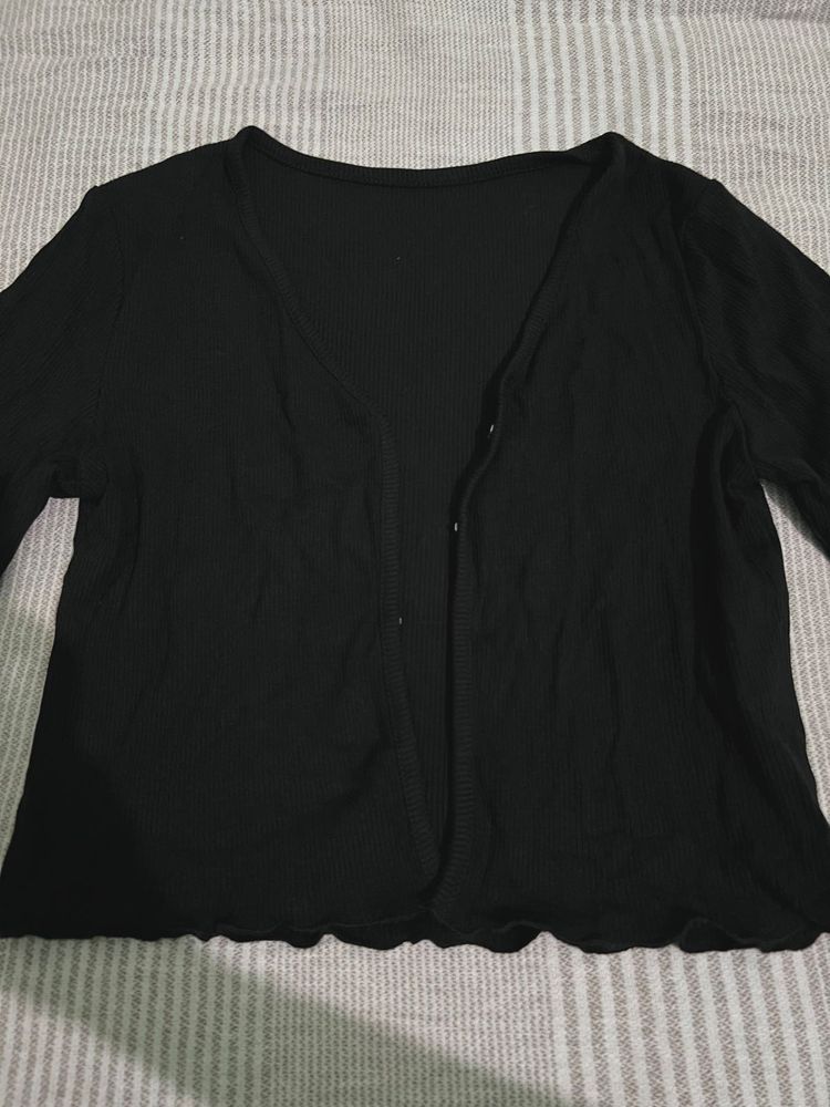 Black Cropped Cardigan