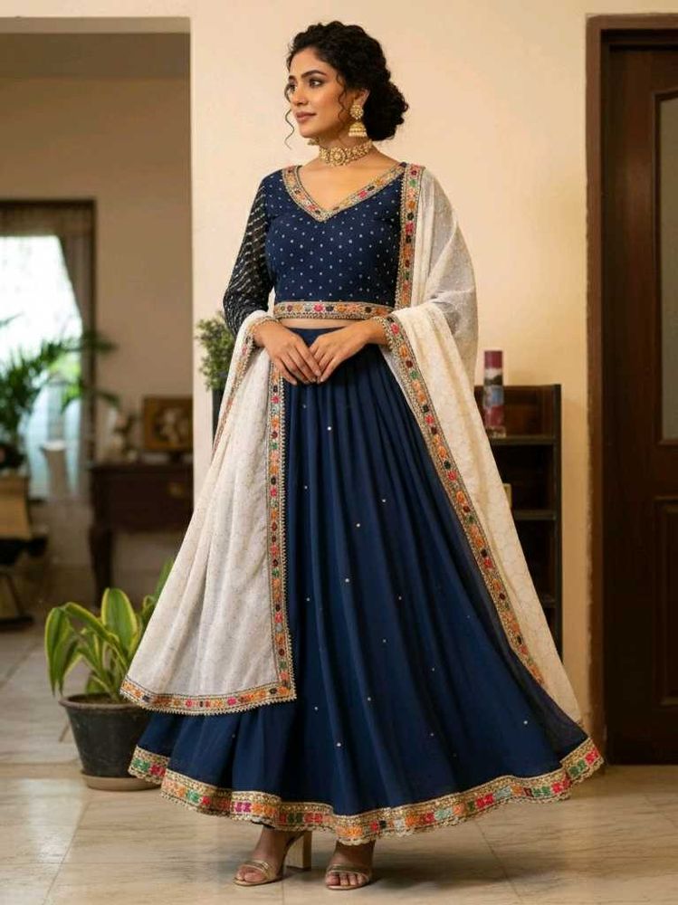 Elegant Navy Blue Embellished lehnga choli