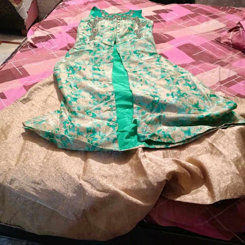 Elegant Green &amp; Gold Lehenga Choli