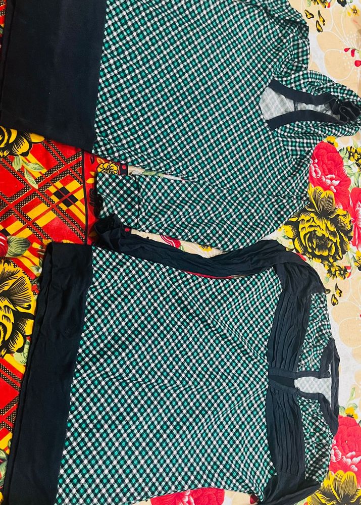 combo Green Checked winter tops for girls